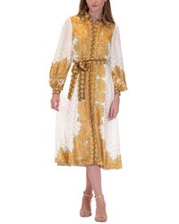 Julia Jordan - Printed Button-front Long-sleeve Dress - Lyst