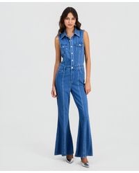 Guess - Harlo Sleeveless Flared-leg Denim Jumpsuit - Lyst
