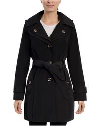London Fog Cotton Plus Size Hooded Belted Trench Coat in Steel Blue (Blue)  | Lyst