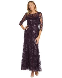 R & M Richards - 3/4-sleeve Sequin Gown - Lyst