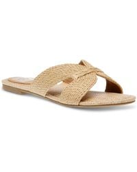 Dolce Vita - Geeya Raffia Criss Cross Strap Flat Slide Sandals - Lyst