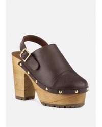 Rag & Co - Alona Slingback High Block Heeled Clogs - Lyst
