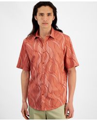 Alfani - Regular-fit Stretch Abstract Wave-print Button-down Poplin Shirt - Lyst