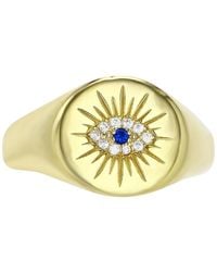 Macy's - Cubic Zirconia & Lab Grown Blue Spinel Accent Evil Eye Ring - Lyst