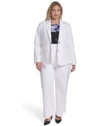 Calvin Klein - Two Button Cotton Jacket Wide Leg Cotton Pant - Lyst