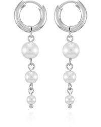 Tahari - Tone Imitation Pearl Linear Drop Earrings - Lyst