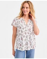 Style & Co. - Printed Flutter-sleeve Button-front Top - Lyst