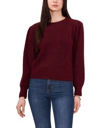 1.STATE - Variegated Cables Crew Neck Sweater - Lyst