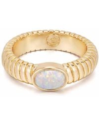 Ettika - Opal Center Stone 18k Plated Flex Ribbed Ring - Lyst