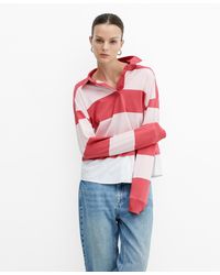 Mango - Striped Polo Shirt - Lyst