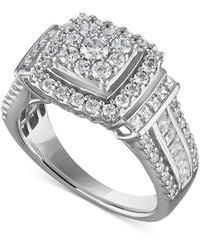Macy's - Diamond Square Shaped Halo Cluster Engagement Ring (1-1/2 Ct. T.w. - Lyst