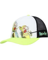 Lids - And White/neon Green Rick And Morty Graphic Foam Trucker Adjustable Hat - Lyst