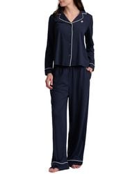 Tommy Hilfiger - Girlfriend Long-sleeve Notch Collar Button-up Top And Pant Pajama Set - Lyst