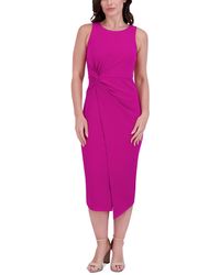 Siena Jewelry - Ruched Side-twist Sleeveless Midi Dress - Lyst
