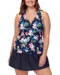Island Escape - Plus Size Floral Print H Back Tankini Top Swim Skirt Created For Macys - Lyst
