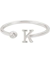 Adornia - Silver Adjustable Cz Initial Ring - Lyst