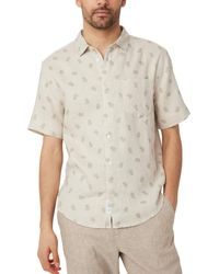 Frank And Oak - Relaxed Fit Short Sleeve Floral Print Button-front Linen Shirt - Lyst