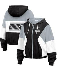 WEAR by Erin Andrews - Black/gray Las Vegas Raiders Color Block Full-zip Windbreaker Jacket - Lyst
