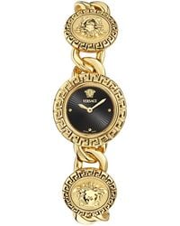 Versace - Swiss La Greca Stud Icon Gold Ion Plated Link Bracelet Watch 28mm - Lyst