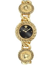 Versace - Swiss La Greca Stud Icon Gold Ion Plated Link Bracelet Watch 28mm - Lyst