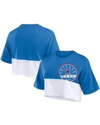 Fanatics - Royal/white Chicago Cubs Color Split Boxy Cropped T-shirt - Lyst