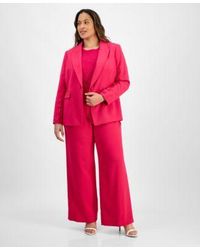 Tahari - Asl Plus Size Single Button Crepe Blazer Knit T Shirt Wide Leg Pants - Lyst