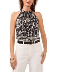Vince Camuto - Printed Ruched-neck Halter Top - Lyst