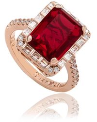 SUZY LEVIAN NEW YORK - Suzy Levian Sterling Silver Emerald-cut Cubic Zirconia Baguette Halo Ring - Lyst