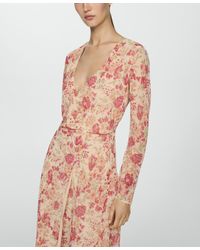 Mango - Asymmetrical Hem Floral Dress - Lyst