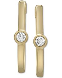 Wrapped in Love ? Certified Diamond Bezel Solitaire Hoop Earrings (1/10 Ct. T.w.) In 14k Gold, Created For Macy's - Metallic