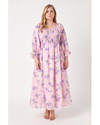 English Factory - Plus Size Floral Smocked Maxi Dress - Lyst