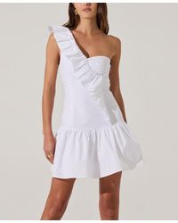 Astr - Asymmetrical Ruffled Cotton Mini Dress - Lyst