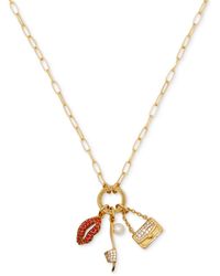 Kate Spade - Gold-tone Imitation Pearl & Crystal Night Out Motif Charm Pendant Necklace - Lyst