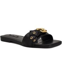 Nine West - Missj Buckle Slip-on Flat Sandals - Lyst