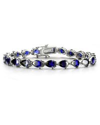 Genevive Jewelry - Sterling Silver Blue Cubic Zirconia Pear-cut Bracelet - Lyst