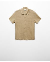 Mango - Slim Fit 100% Linen Polo Shirt - Lyst
