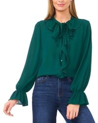 Cece - Long Sleeve Button-down Ruffle Top - Lyst