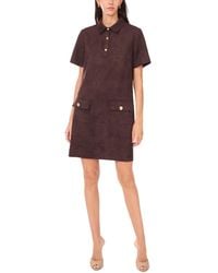 Msk - Petite Scuba Crepe Collared Short-sleeve Shift Dress - Lyst