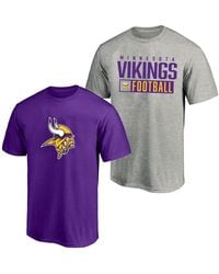 Fanatics - 2-pack Heather Gray/purple Minnesota Vikings Big & Tall T-shirt - Lyst