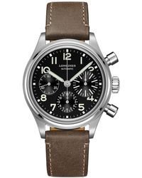 Longines - Swiss Automatic Chronograph Avigation Bigeye Brown Leather Strap Watch 41mm - Lyst