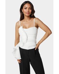 Bebe - Poplin Asymmetric Ruffle Top - Lyst