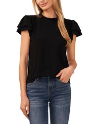 Cece - Smocked Shoulder Double Ruffle Sleeve Top - Lyst