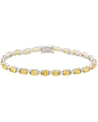 SUZY LEVIAN NEW YORK - Suzy Levian Sterling Silver Oval-cut Sapphire & Created White Sapphire Tennis Bracelet - Lyst