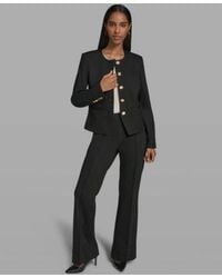 KARL LAGERFELD - Round Neck Cropped Jacket Mid Rise Wide Leg Pants - Lyst