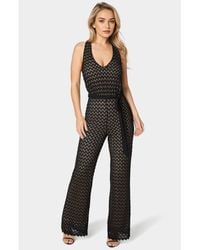Bebe - Lace V-neck Jumpsuit - Lyst