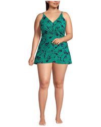 Lands' End - Plus Size Tulip Wrap Mini Swim Dress One Piece Swimsuit - Lyst