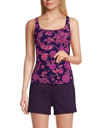 Lands' End - Chlorine Resistant Square Neck Underwire Tankini Swimsuit Top - Lyst