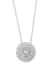 Effy - Effy Diamond Round & Baguette Circle Cluster 18" Pendant Necklace (1 Ct. T.w. - Lyst