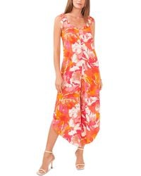 Vince Camuto - Floral Tie Shoulder Angled Hem Jumpsuit - Lyst