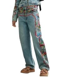 Desigual - High-rise Wide-leg Floral-print Jeans - Lyst